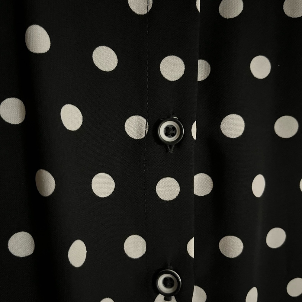 Susan Graver Black and White Polka Dot Top - Picture 3 of 6